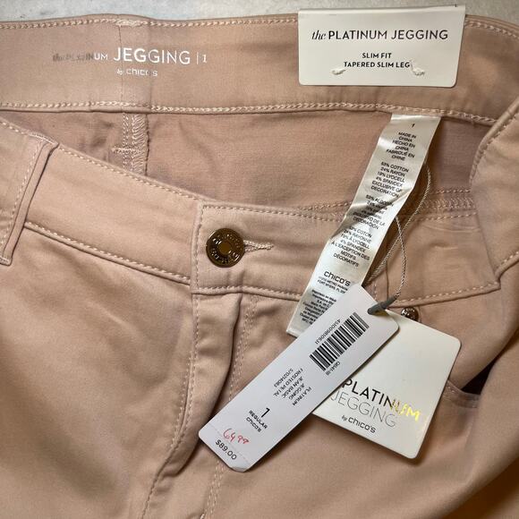NWT Chico’s Platinum Jegging Slim Fit Frosted Petal Pink Size 1/US 8 - Picture 7 of 9